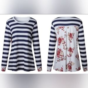Women's Front-Stripe Floral Shirt, M